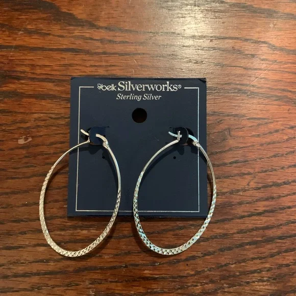 New Sterling Silver Hoop Earrings - Picture 2 of 2